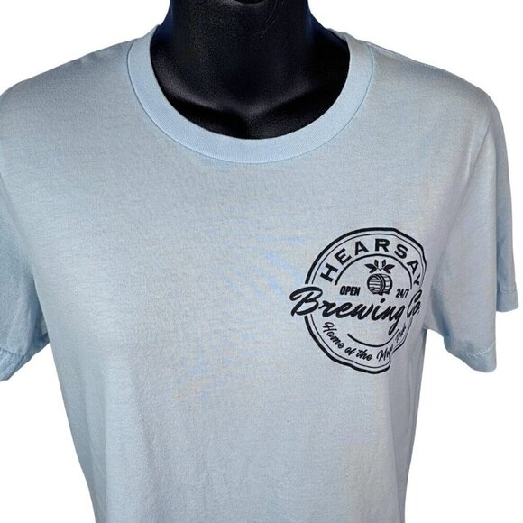 Hearsay Brewing Co. Double Sided Graphic Short Sleeve T Light Blue Men S Unisex - Picture 4 of 8